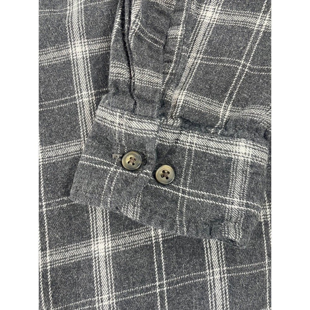 St. Johns Bay Legacy Flannel Men's M Charcoal Grey Plaid Button Down Shirt - Picture 8 of 8